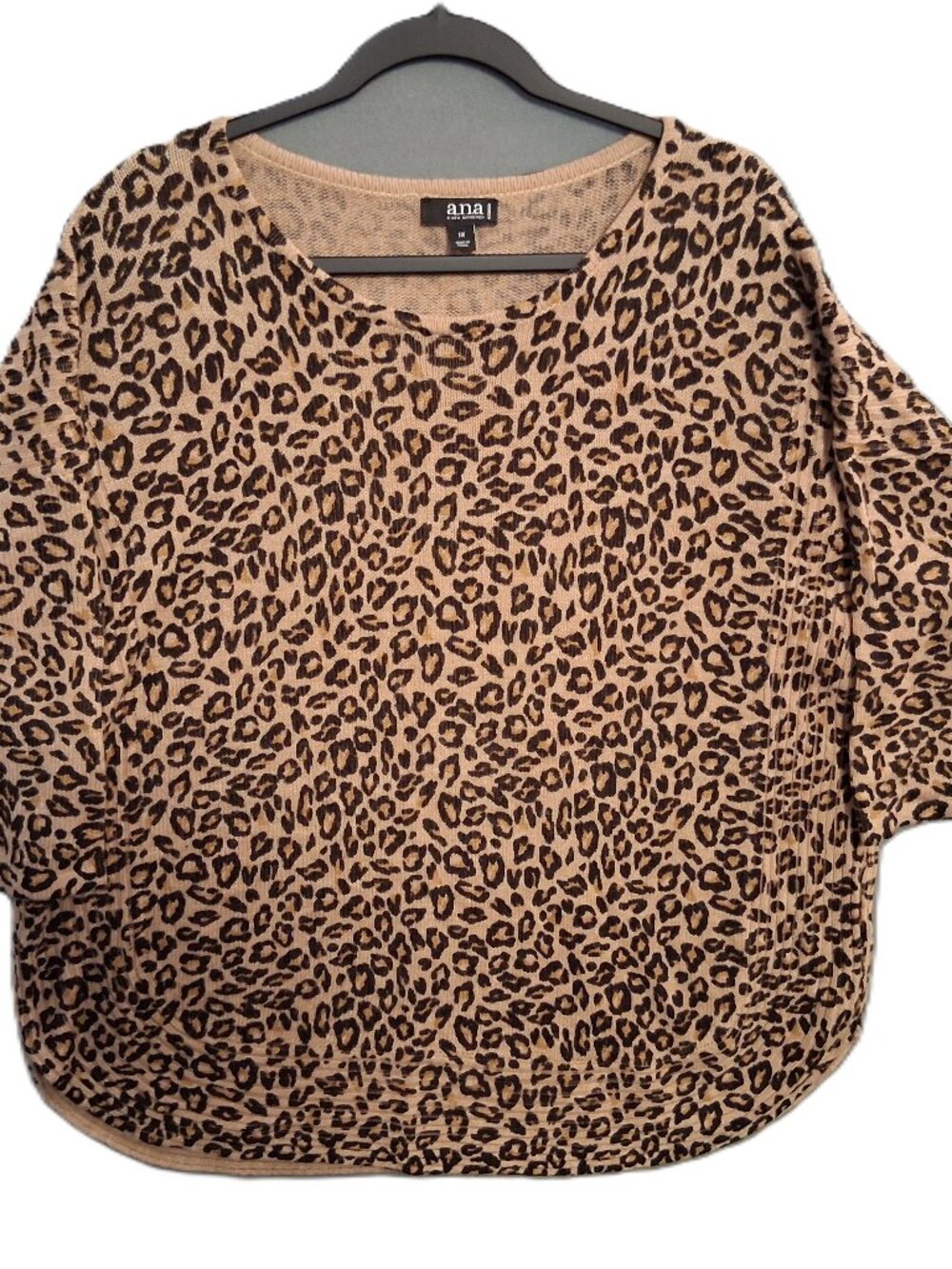 Women's A.N.A. Lightweight Leopard-print Sweater Size 1X Mobwife Dressy